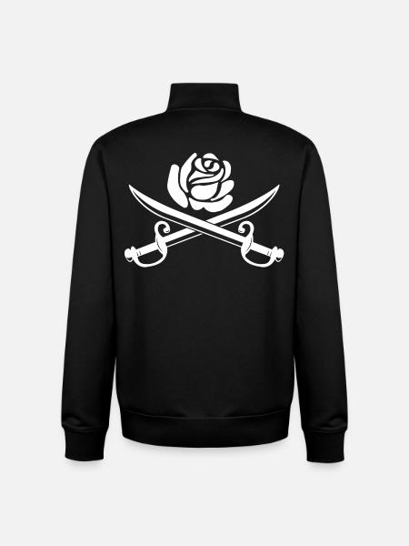 Rose blanche et épées croisées - Sweat zippé unisexe en coton bio Stanley/Stella - noir