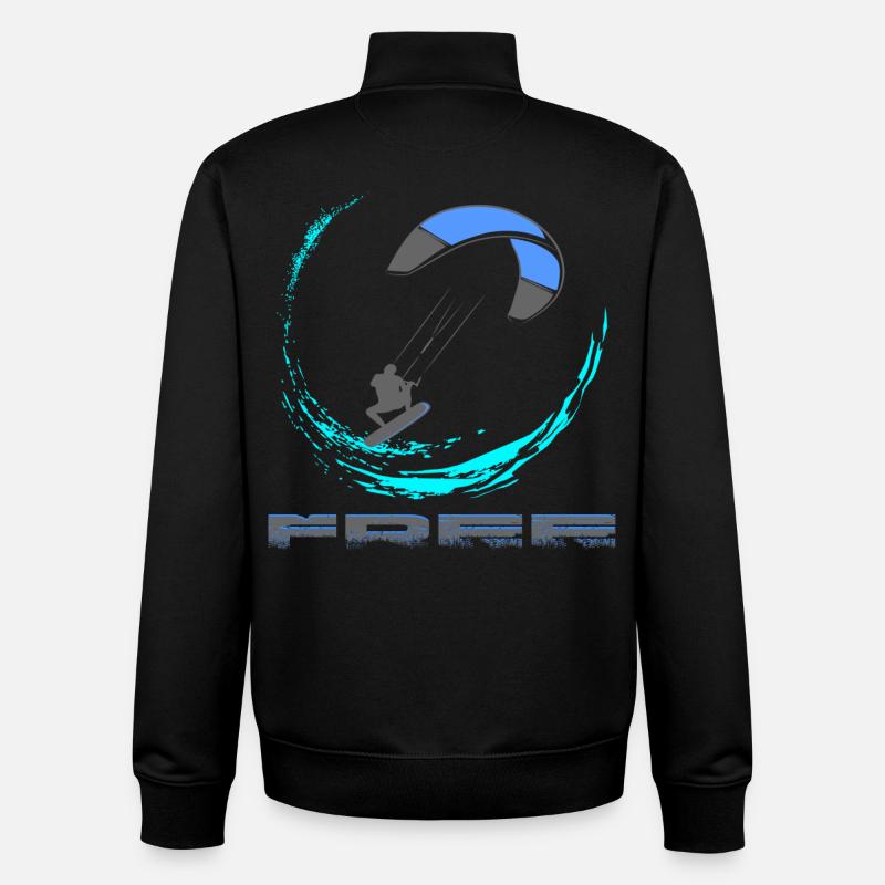 Kitesurf - Sweat zippé unisexe en coton bio Stanley/Stella - noir
