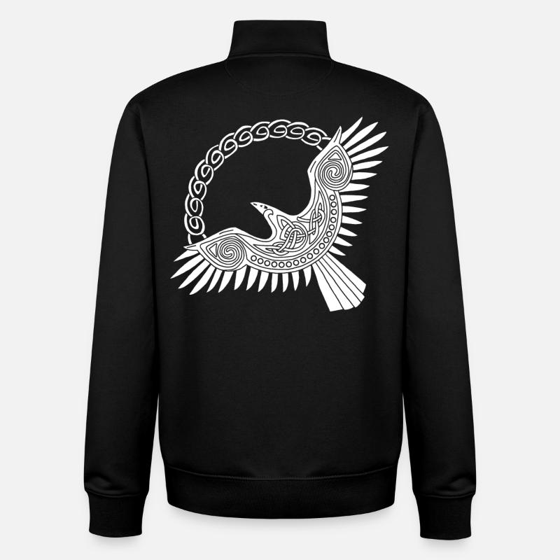 Aigle viking blanc - Sweat zippé unisexe en coton bio Stanley/Stella - noir