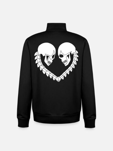 Heart of white skulls - Unisex Organic Zip Sweatshirt by Stanley/Stella - black