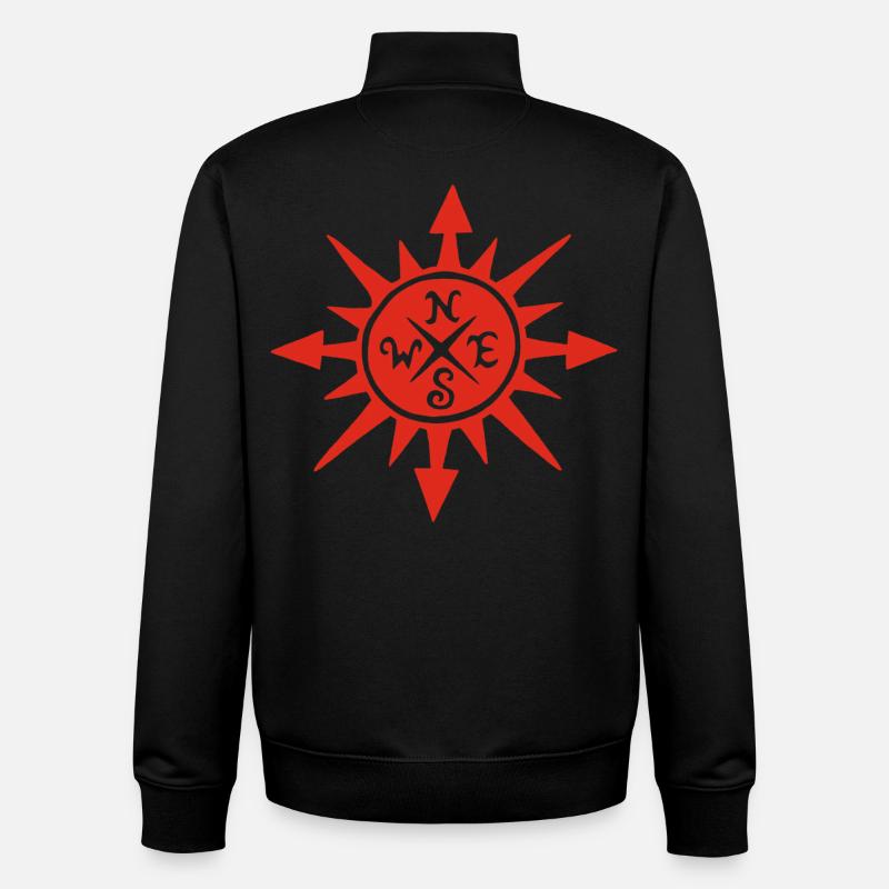 Rote Sonne und Kompass - Unisex Organic Zip Sweatshirt von Stanley/Stella - Schwarz