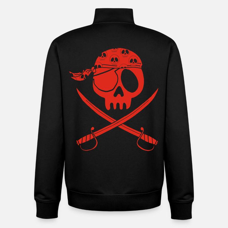 Roter Piratenschädel - Unisex Organic Zip Sweatshirt von Stanley/Stella - Schwarz