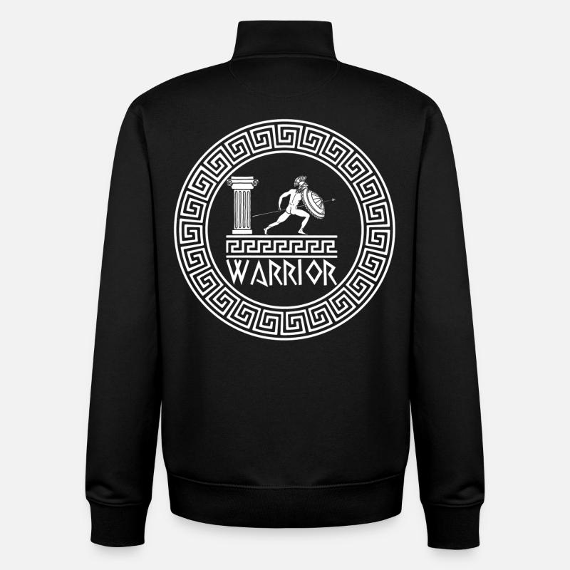 Guerrier grec antique (blanc) - Sweat zippé unisexe en coton bio Stanley/Stella - noir