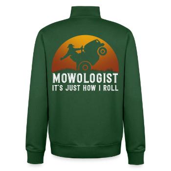 Lawn Mower Gardener Garden Hobby Gardener - Unisex Organic Zip Sweatshirt by Stanley/Stella - bottle green - Back - AI Model Male 185 dark (185cm)