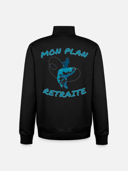 Pêcheur et Grand Brochet Illustration - Sweat zippé unisexe en coton bio Stanley/Stella - noir