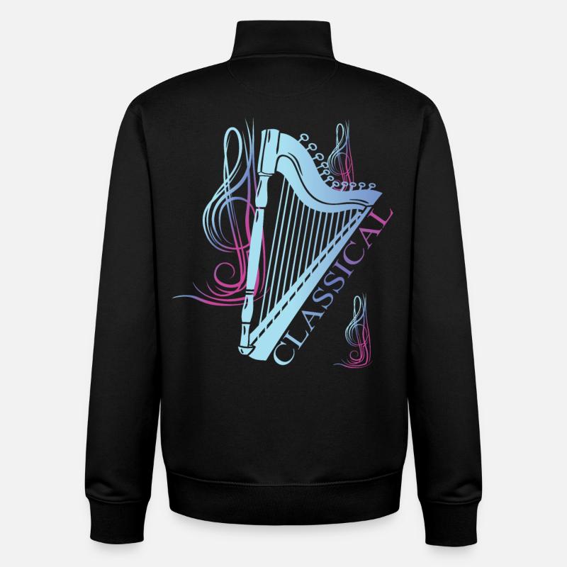 Musique de harpe classique - Sweat zippé unisexe en coton bio Stanley/Stella - noir