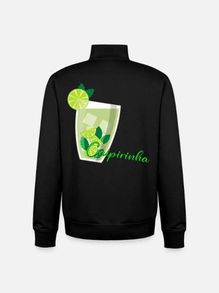 Caipirinha Glass with Lime Mint - Unisex Organic Zip Sweatshirt by Stanley/Stella - black