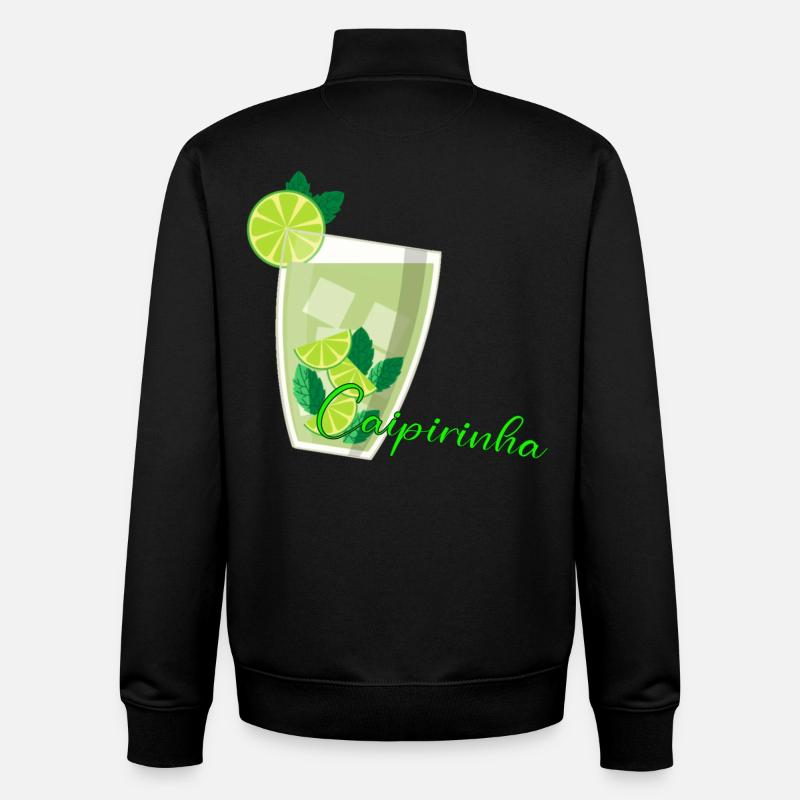 Caipirinha Glass with Lime Mint - Unisex Organic Zip Sweatshirt by Stanley/Stella - black