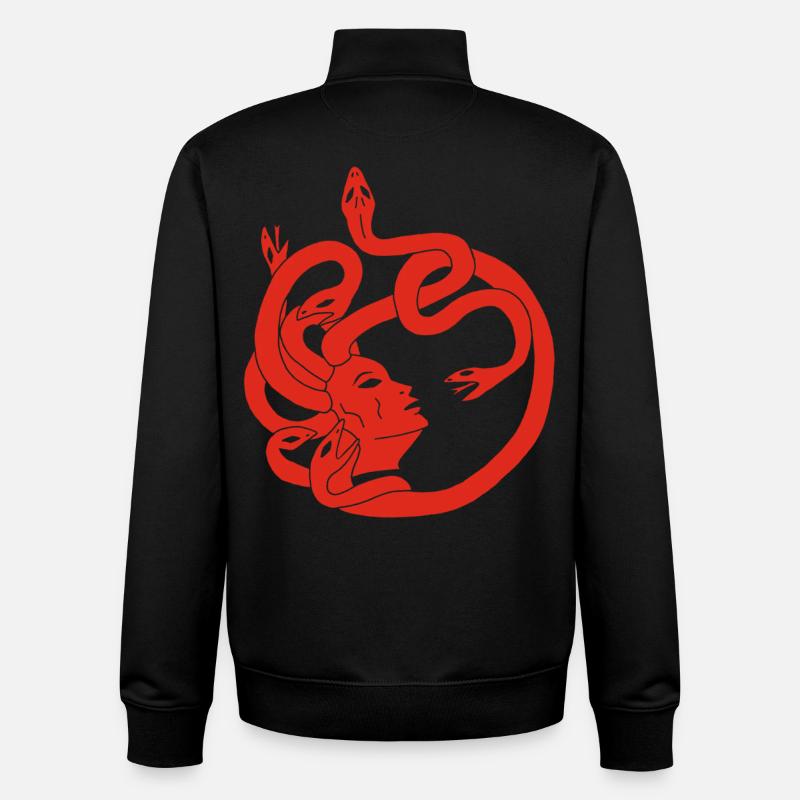 Femme aux cheveux de serpents (rouge) - Sweat zippé unisexe en coton bio Stanley/Stella - noir