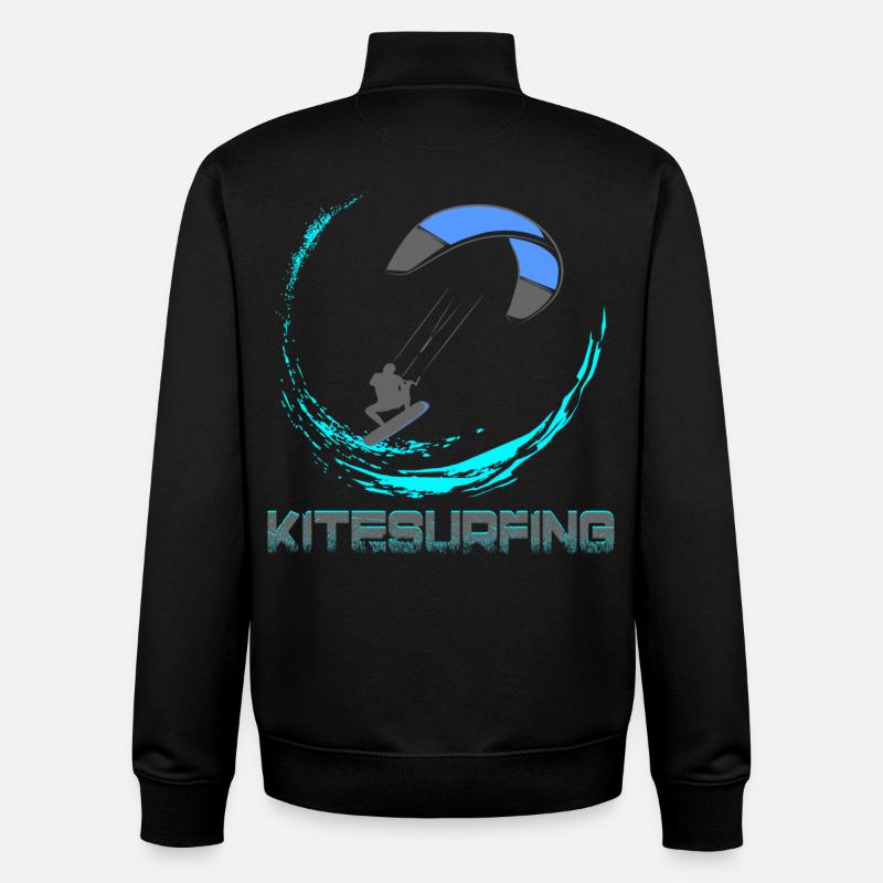 Kitesurf - Sweat zippé unisexe en coton bio Stanley/Stella - noir