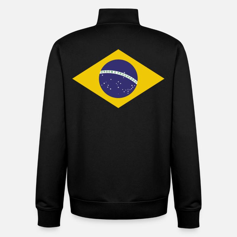 Drapeau de Brasilia - Sweat zippé unisexe en coton bio Stanley/Stella - noir
