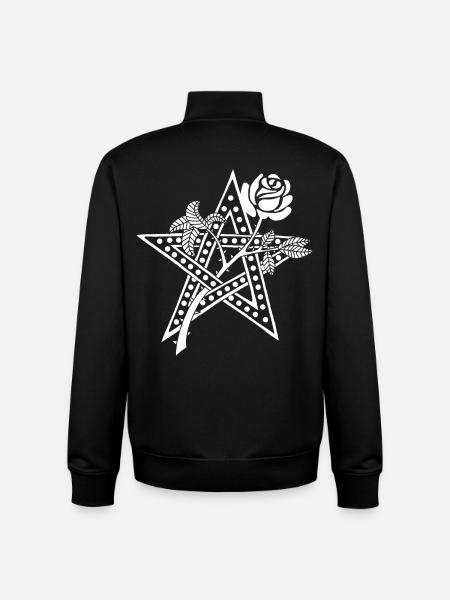 La rose blanche et l'étoile - Sweat zippé unisexe en coton bio Stanley/Stella - noir