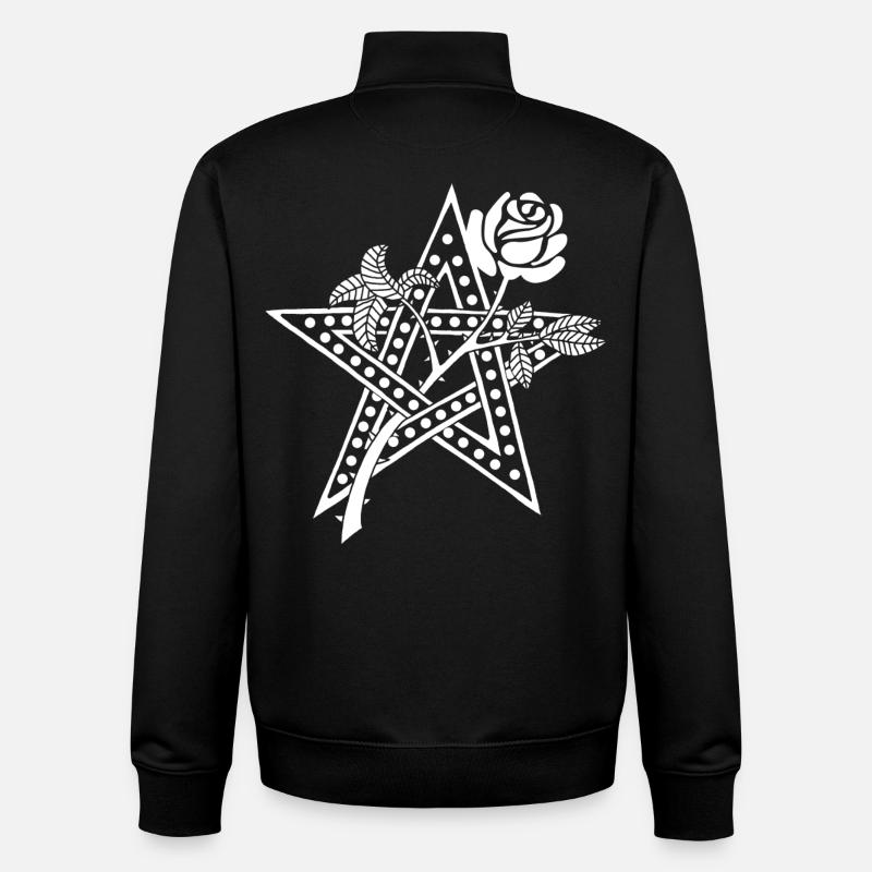La rose blanche et l'étoile - Sweat zippé unisexe en coton bio Stanley/Stella - noir