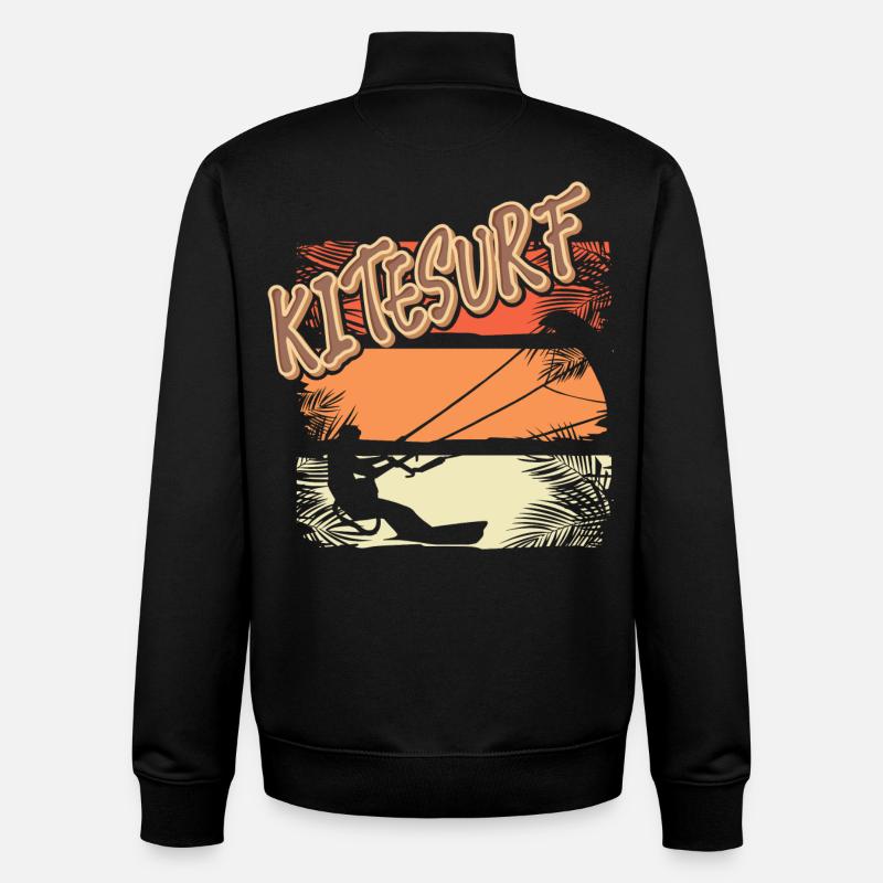 Kitesurfen Kitesurf Kitesurfer Kiteboard - Sweat zippé unisexe en coton bio Stanley/Stella - noir