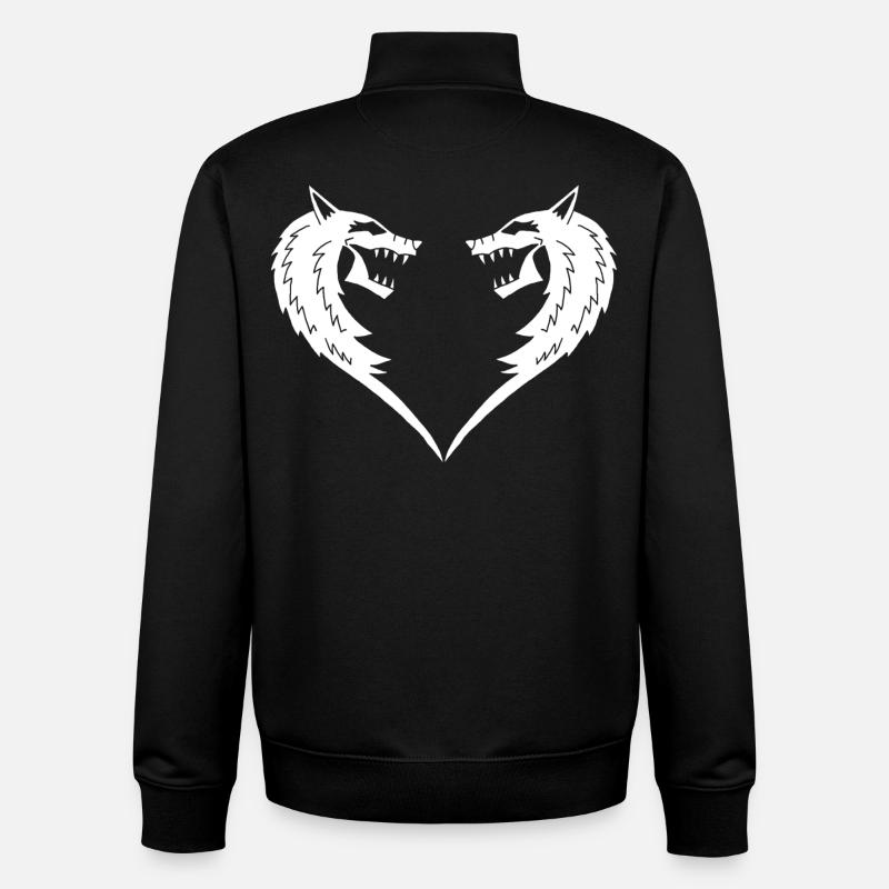 Weißes Wolfsherz - Unisex Organic Zip Sweatshirt von Stanley/Stella - Schwarz