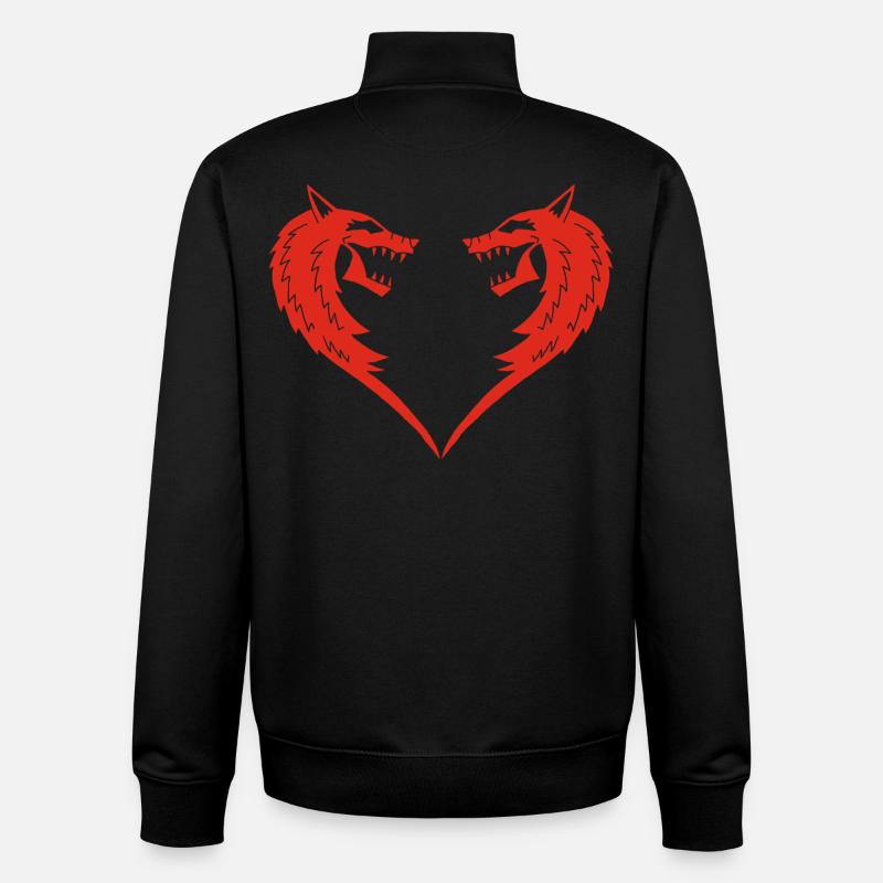 Rotes Wolfsherz - Unisex Organic Zip Sweatshirt von Stanley/Stella - Schwarz