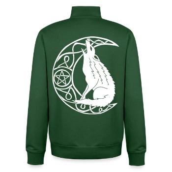 Heulen des weißen Wolfes - Unisex Organic Zip Sweatshirt von Stanley/Stella - Flaschengrün - Hinten - AI Model Male 185 dark (185cm)