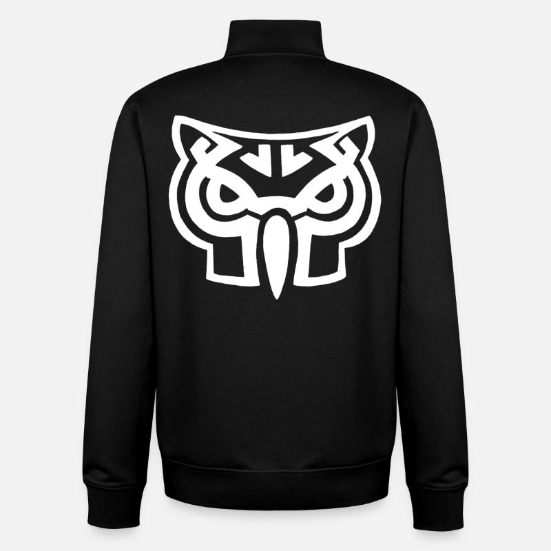 Tête de hibou blanc - Sweat zippé unisexe en coton bio Stanley/Stella - noir