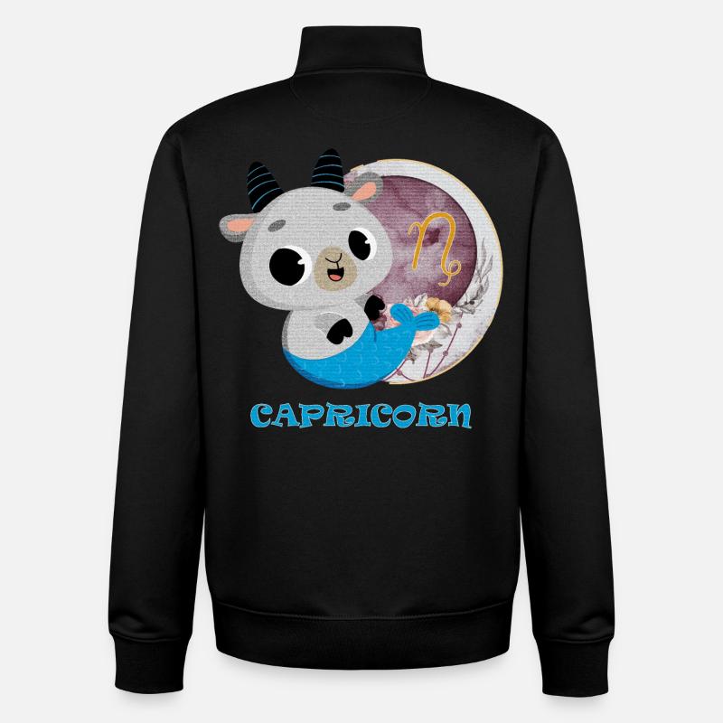 Signe du zodiaque Capricorne - Sweat zippé unisexe en coton bio Stanley/Stella - noir