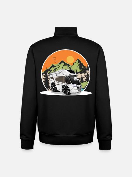 Camping Camper Campen - Sweat zippé unisexe en coton bio Stanley/Stella - noir