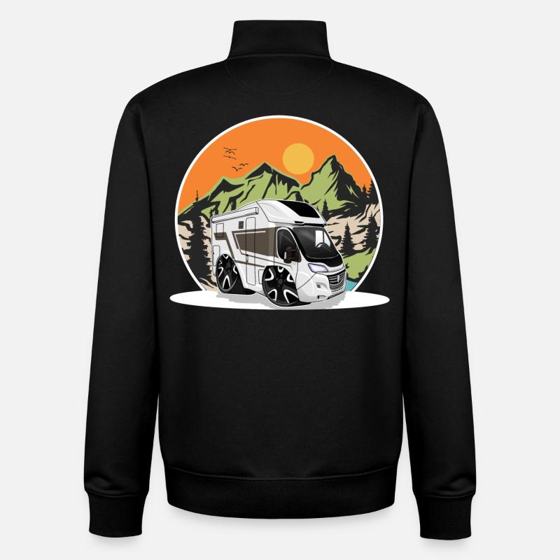 Camping Camper Campen - Sweat zippé unisexe en coton bio Stanley/Stella - noir