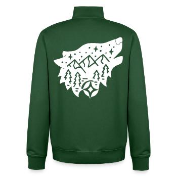 nature totem white wolf - Unisex Organic Zip Sweatshirt by Stanley/Stella - bottle green - Back - AI Model Male 185 dark (185cm)