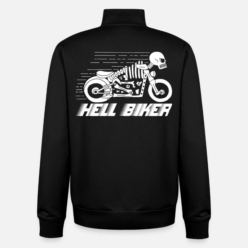 Motorcycle skeleton white - Unisex Organic Zip Sweatshirt by Stanley/Stella - black