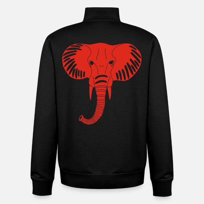 Tête d'éléphant rouge - Sweat zippé unisexe en coton bio Stanley/Stella - noir
