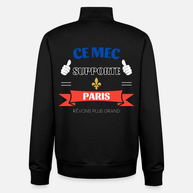 Ce mec supporte Paris - Sweat zippé unisexe en coton bio Stanley/Stella - noir