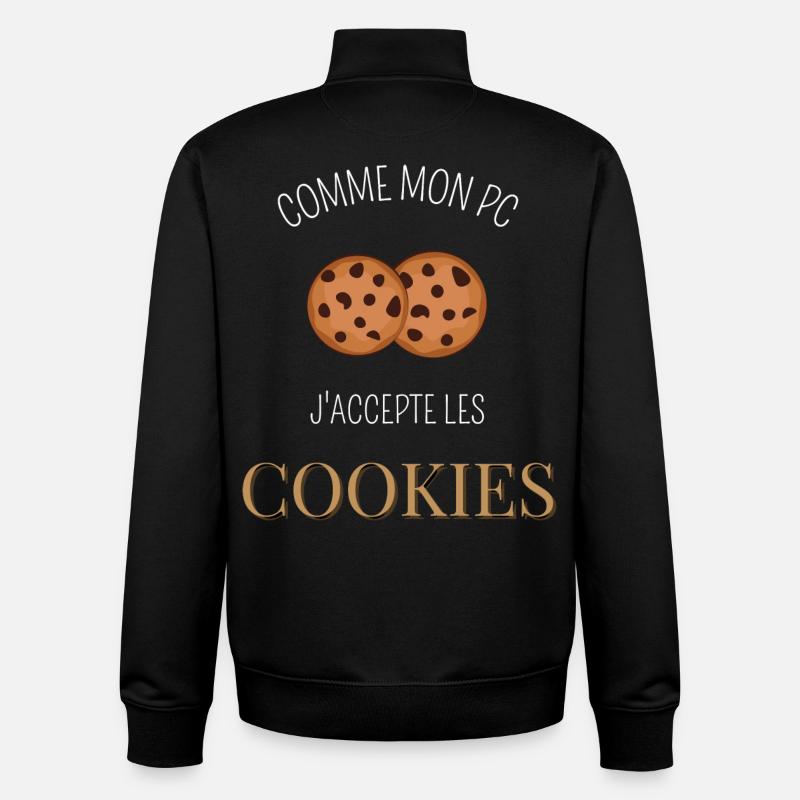 Comme mon pc j'accepte les cookies - Sweat zippé unisexe en coton bio Stanley/Stella - noir