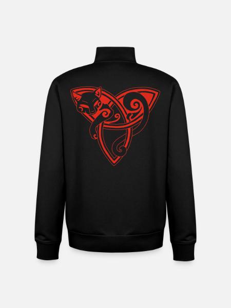 Celtic cat at rest (red) - Unisex Organic Zip Sweatshirt by Stanley/Stella - black