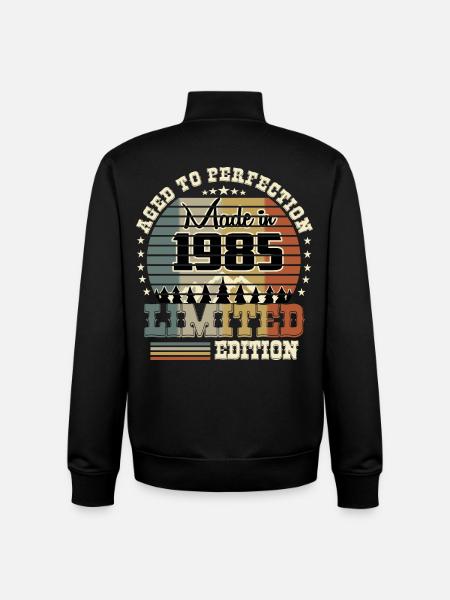 Édition limitée 1985 - Sweat zippé unisexe en coton bio Stanley/Stella - noir