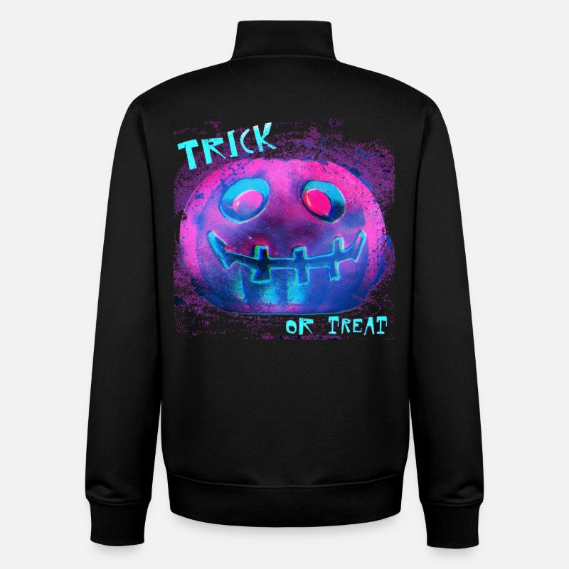 Neon Pumpkin Trick Or Treat - Unisex Organic Zip Sweatshirt by Stanley/Stella - black