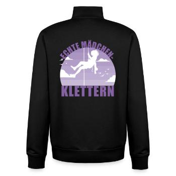 Klettern Mädchen Hobby Kletterin Berge Geschenk - Unisex Organic Zip Sweatshirt von Stanley/Stella - Schwarz - Hinten - AI Model Male 185 light (185cm)