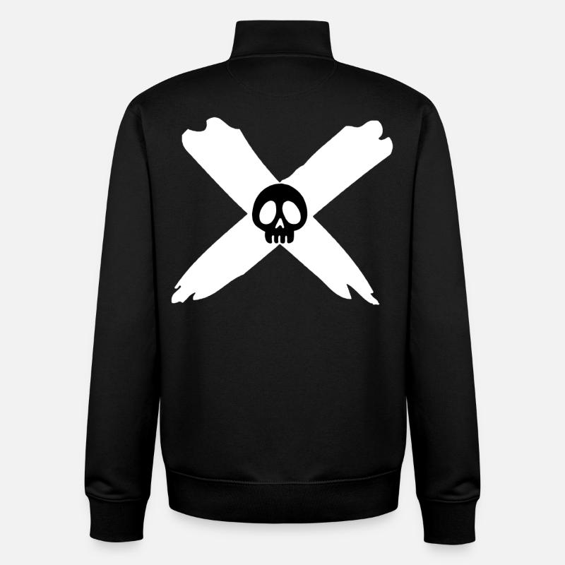 Crâne et croix blanche - Sweat zippé unisexe en coton bio Stanley/Stella - noir