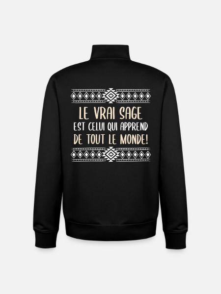 Le vrai sage - Sweat zippé unisexe en coton bio Stanley/Stella - noir