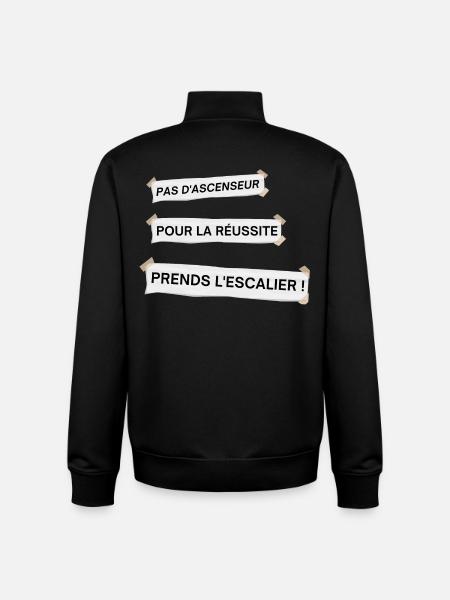 Pas d'ascenseur pour la réussite - Sweat zippé unisexe en coton bio Stanley/Stella - noir