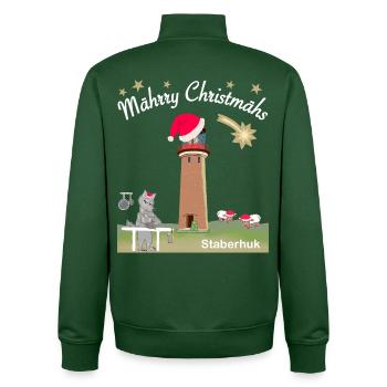Weihnachten Leuchtturm Staberhuk Fehmarn, Wolf - Unisex Organic Zip Sweatshirt von Stanley/Stella - Flaschengrün - Hinten - AI Model Male 185 dark (185cm)