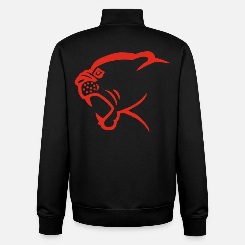 Tête de panthère rouge - Sweat zippé unisexe en coton bio Stanley/Stella - noir