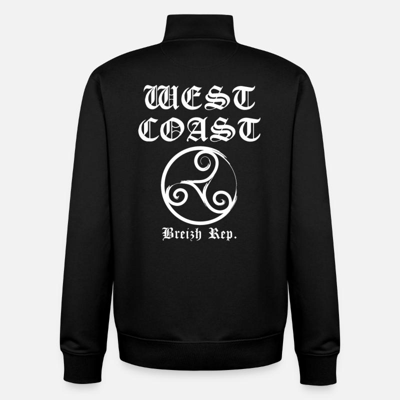 westcoast Breizh blanc - Sweat zippé unisexe en coton bio Stanley/Stella - noir