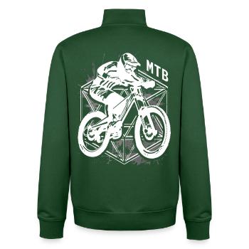 MTB - Mountainbike - Mountainbiker - Downhill - Unisex Organic Zip Sweatshirt by Stanley/Stella - bottle green - Back - AI Model Male 185 dark (185cm)