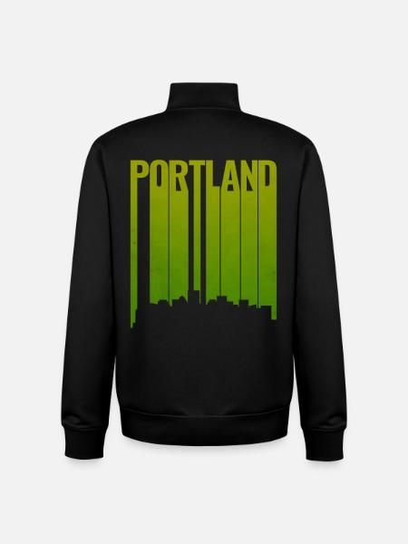 Portland Skyline Bright Green - Unisex Organic Zip Sweatshirt by Stanley/Stella - black