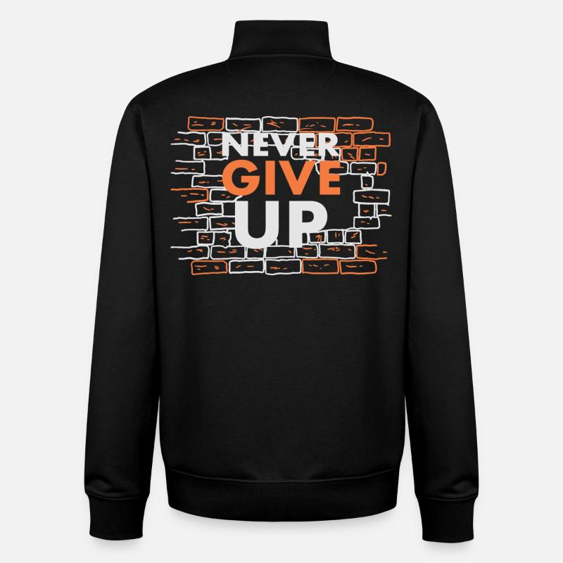 Never give up - Unisex Organic Zip Sweatshirt by Stanley/Stella - black