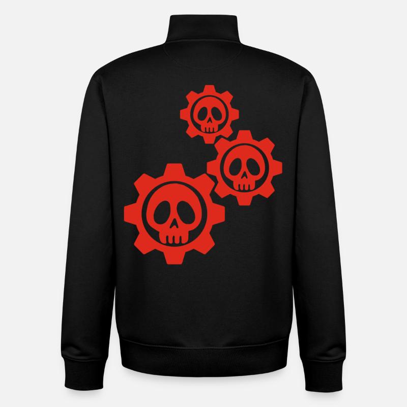 Crânes et engrenages rouges - Sweat zippé unisexe en coton bio Stanley/Stella - noir
