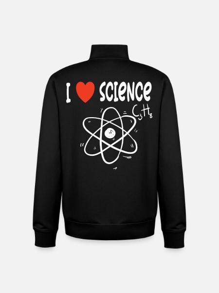 J’aime la science - Sweat zippé unisexe en coton bio Stanley/Stella - noir