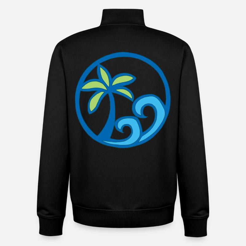 Waves and palm tree - Unisex Organic Zip Sweatshirt by Stanley/Stella - black