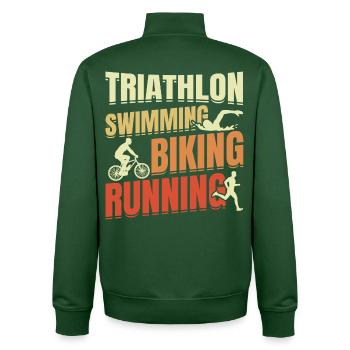 Triathlon Wiederholen - Unisex Organic Zip Sweatshirt von Stanley/Stella - Flaschengrün - Hinten - AI Model Male 185 dark (185cm)