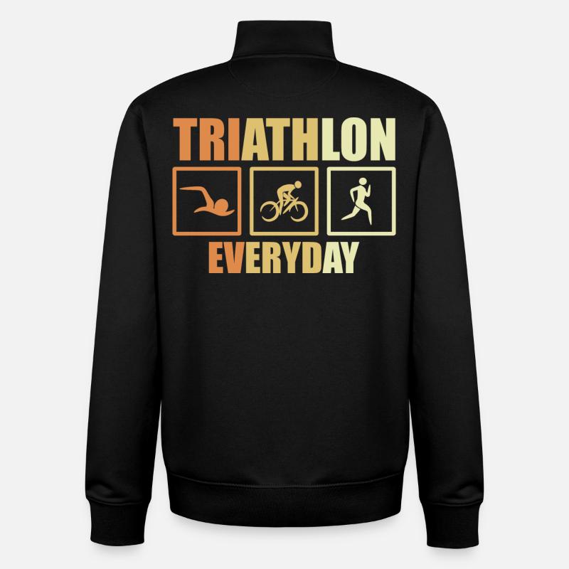 Routine de triathlon à vélo - Sweat zippé unisexe en coton bio Stanley/Stella - noir