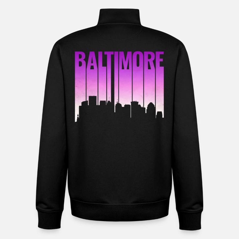 Baltimore Skyline Gradient - Unisex Organic Zip Sweatshirt by Stanley/Stella - black