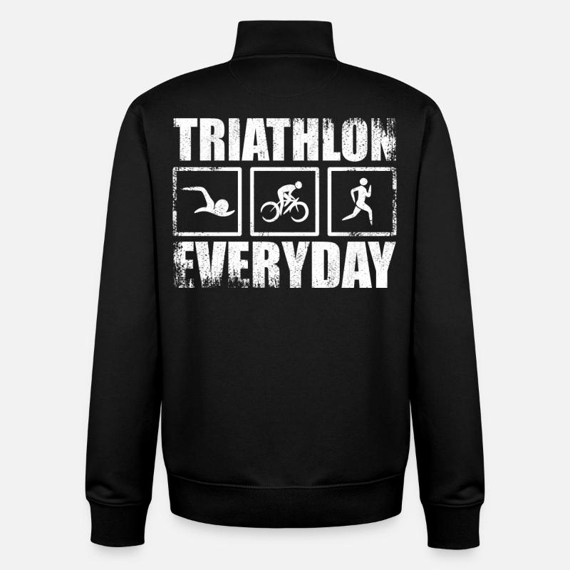 Triathlon Routine - Sweat zippé unisexe en coton bio Stanley/Stella - noir